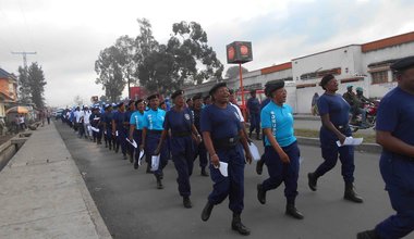 La police de la MONUSCO organise une marche pour clôturer le mois de la femme