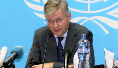 Le Secrétaire général adjoint des Nations Unies chargé des opérations de maintien de la paix, Jean-Pierre Lacroix, à la conférence de presse de la MONUSCO le 2 décembre 2019. Photo MONUSCO/John Bompengo