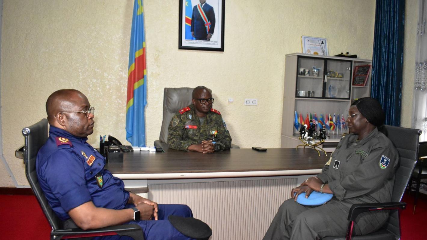 Mamouna Ouedraogo, Chief of Police of MONUSCO (UNPOL), met on Wednesday with the provincial governor, General Evariste Kakule Somo. Photo MONUSCO.