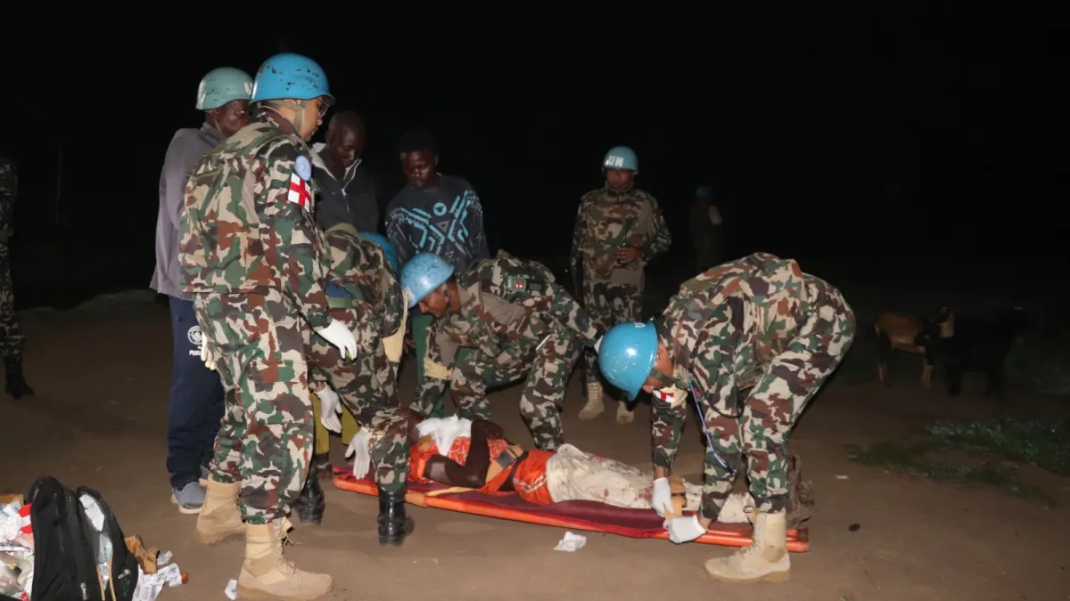A wounded Congolese soldier was evacuated to the Fataki hospital by MONUSCO. ©Photo: MONUSCO Force