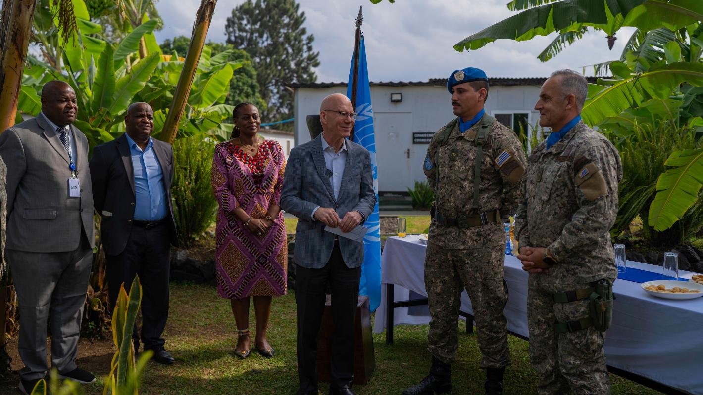 Mr. Swan made a particular point of congratulating Sergeant Matias Reyes, currently deployed with MONUSCO, who was one of the two recipients of the prestigious Mbaye Diagne Medal, awarded on 5 June at United Nations Headquarters in New York.