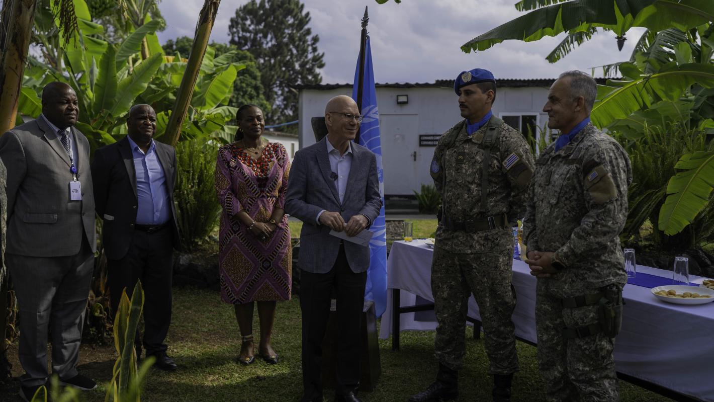 Mr. Swan made a particular point of congratulating Sergeant Matias Reyes, currently deployed with MONUSCO, who was one of the two recipients of the prestigious Mbaye Diagne Medal, awarded on 5 June at United Nations Headquarters in New York.