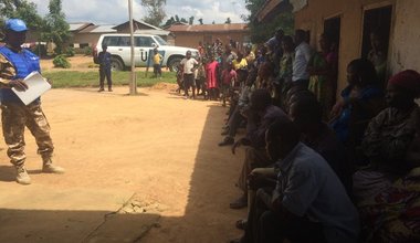A Oicha, la Police de MONUSCO fait connaitre les numéros verts pour alerter la Police Nationale Congolaise