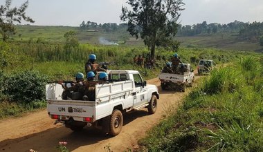Des Casques bleus de la Mission de stabilisation des Nations Unies en République démocratique du Congo (MONUSCO) patrouillent le territoire d'Irumu, dans l'Ituri, afin de décourager les activités des ADF. Photo MONUSCO/Force
