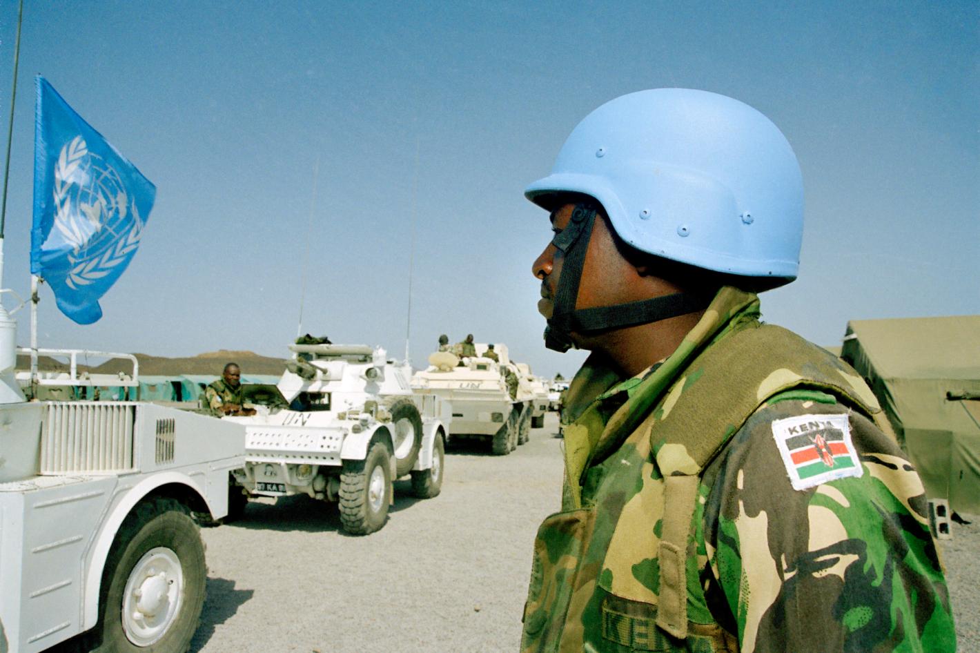 UNMEE Kenyan Peacekeeper in Assab UNMEE Kenyan Peacekeeper in Assab, Eastern Sector of the Temporary Security Zone (TSZ) before going on patrol.