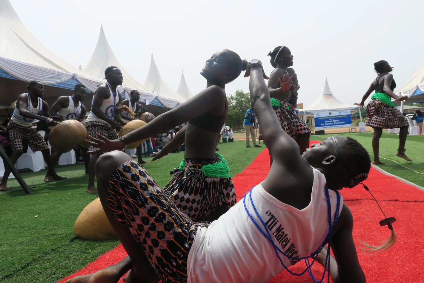 People dancing at Juba Human Rights Day celebration