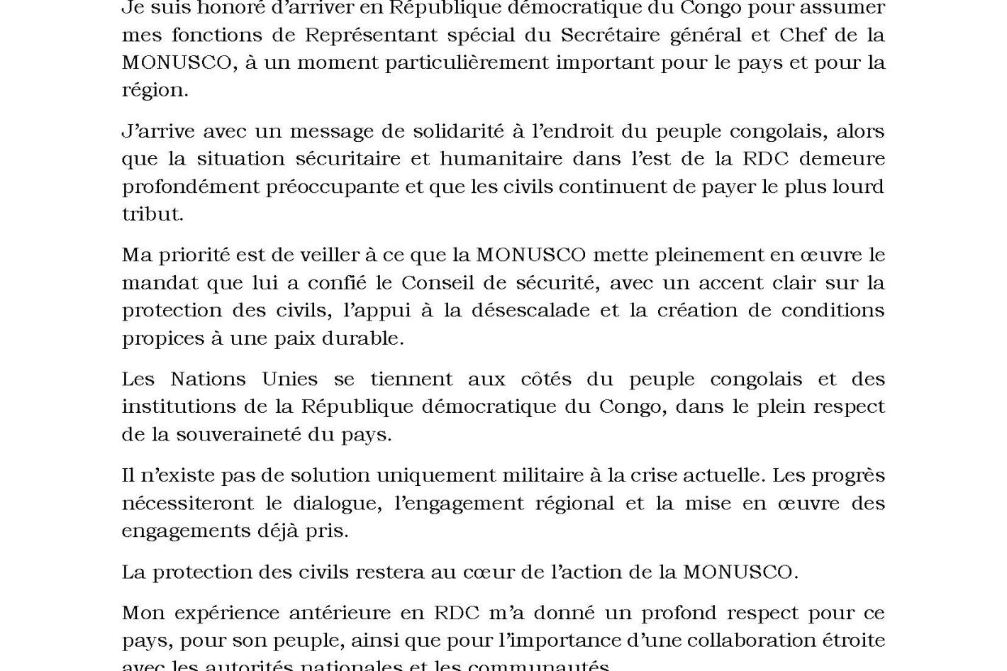 Déclaration James Swan