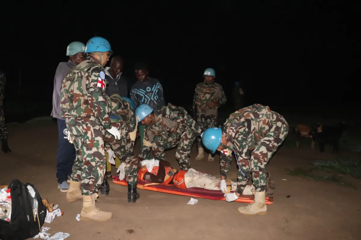 A wounded Congolese soldier was evacuated to the Fataki hospital by MONUSCO. ©Photo: MONUSCO Force