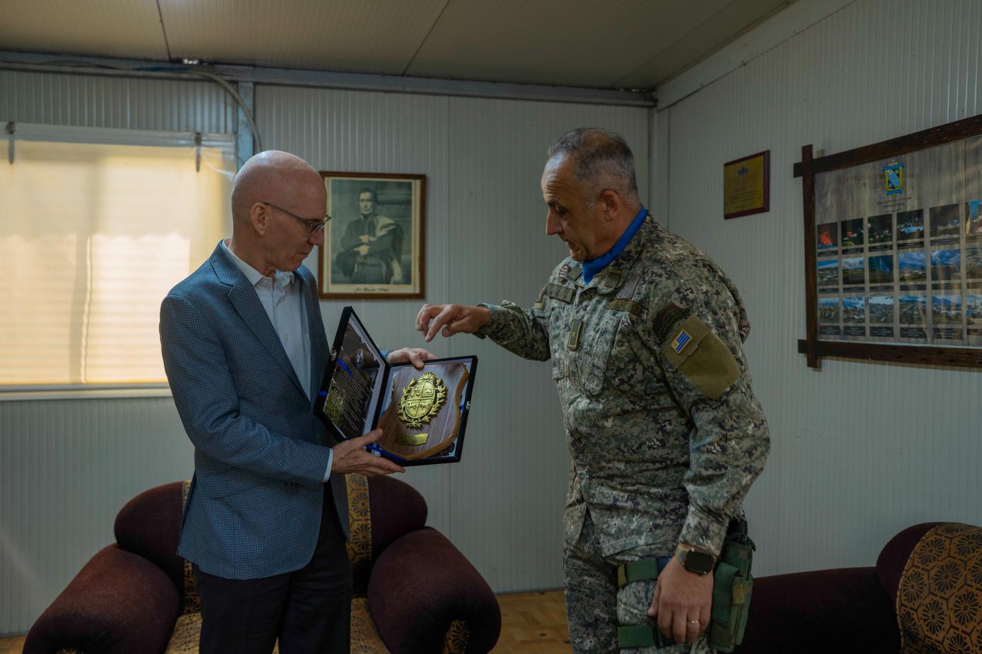 Mr. Swan made a particular point of congratulating Sergeant Matias Reyes, currently deployed with MONUSCO, who was one of the two recipients of the prestigious Mbaye Diagne Medal, awarded on 5 June at United Nations Headquarters in New York.