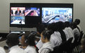 School children of the DRC participate in the video conference organized by UN