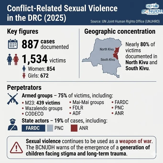 UNJHRO warns of the systematic use of rape as a weapon of war and the emergence of a generation of children falling victim to stigma.
