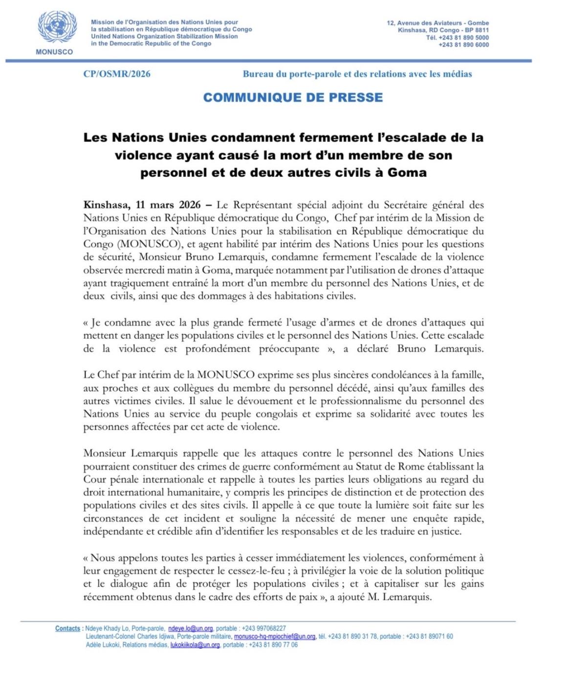 Communiqué de presse